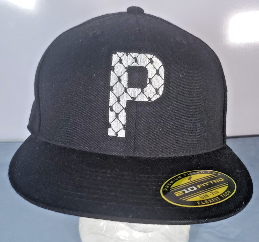 Dagger & Cloak P Hat Palestine Flag Map Black Fitted 210 Flexfit Cap Size 6 7/8
